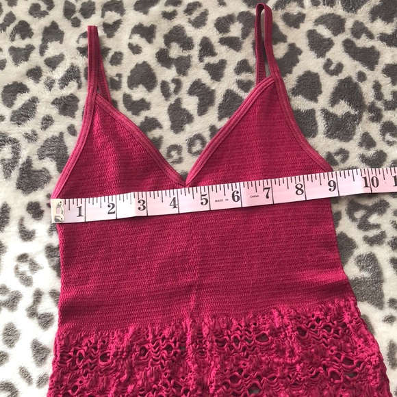 Free People Intimately Red Crochet Open Weave Tank Top Size XS/S - Picture 11 of 15
